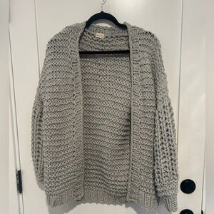 Elegant Gray Open-Front Cardigan